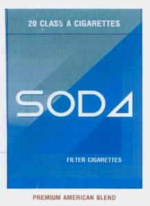 SODA FILTER CIGARETTES PREMIUM AMERICAN BLEND 20 CLASS A CIGARETTES