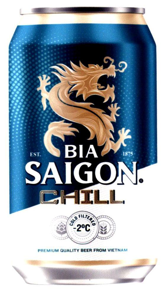BIA SAIGON CHILL EST. 1875 COLD FILTERED -2oC PREMIUM QUALITY BEER FROM VIETNAM