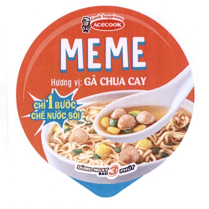 MEME Hương vị: Gà Chua Cay Chỉ 1 Bước Chế Nước Sôi Dùng Ngay Sau 3 Phút Cook happiness ACECOOK
