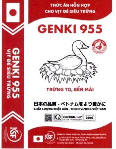 THỨC ĂN HỖN HỢP CHO VỊT ĐẺ SIÊU TRỨNG GENKI 955 TIÊU HÓA TỐT HIỆU QUẢ KINH TẾ CAO TRỨNG TO, BỀN MÁI GENKI 955 VỊT ĐẺ SIÊU TRỨNG CHẤT LƯỢNG NHẬT BẢN - THỊNH VƯỢNG VIỆT NAM GLOBALGAP KHỐI LƯỢNG TỊNH 25KG KSF KYODO SOJITZ FEED Japanese Quality CÔNG TY TNHH THỨC ĂN CHĂN NUÔI KYODO SOJITZ Lô F5-F6-F7-F8 KCN Thịnh Phát, xã Lương Bình, huyện Bến Lức, tỉnh Long An 0272 363 8383, 0272 363 8282 [Nihon no hinshitsu- Betonamu o yori yutakana: chất lượng Nhật Bản - thịnh vượng Việt Nam]